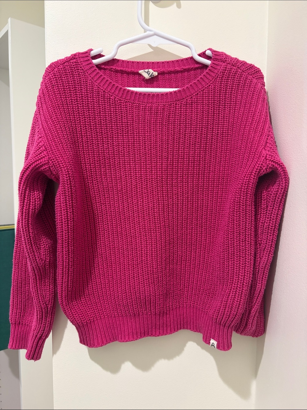 Toddler Girls Crewneck Knit Sweater - Fuchsia Pink